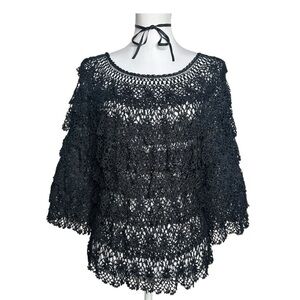 Aria A Crochet Top S / M Black Tiered Stretch Whimsigoth Witchy Boho Blouse